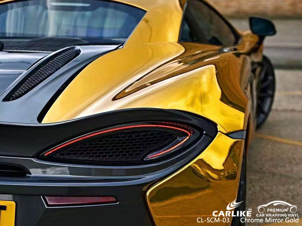 CL-SCM-03 Krom Ayna Altın Toptan Vinil Wrap MCLAREN