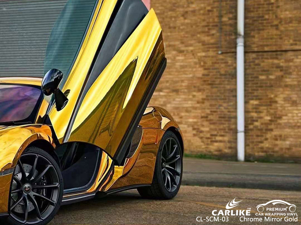 CL-SCM-03 Chrome Mirror Gold Wholesale Vinyl Wrap For MCLAREN