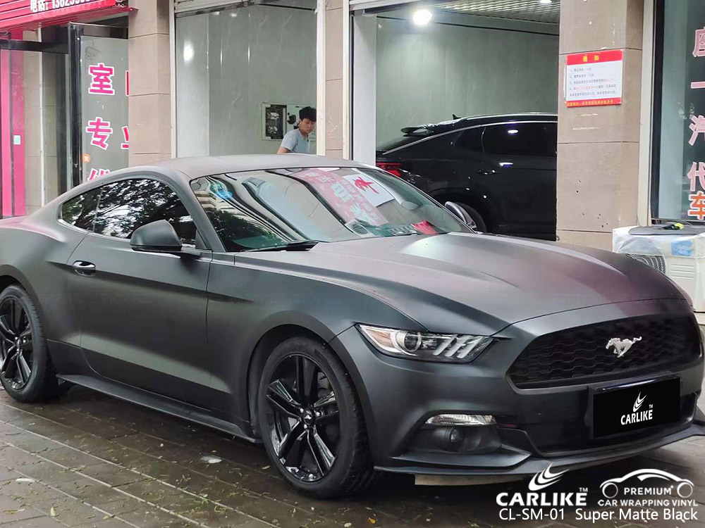 CL-SM-01 Vinil Envoltório de Carro Preto Super Fosco Atacado Para FORD MUSTANG