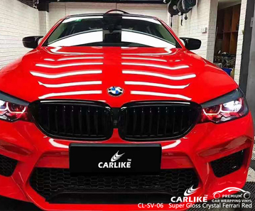 BMW için CL-SV-06 Süper Parlak Kristal Ferrari Kırmızı Vinil Araç Kaplama Fabrikası