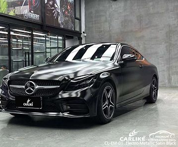 CL-EM-01 Electro Metálico Cetim Preto Vinil Vehicle Wrap Fornecedor Para MERCEDES-BENZ