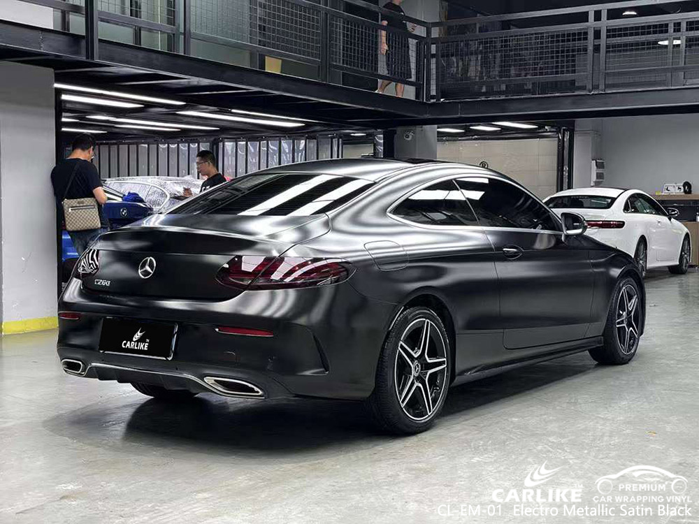 CL-EM-01 Elektro Metallic Satin Schwarz Vinyl Fahrzeug Wrap Lieferant Für MERCEDES-BENZ