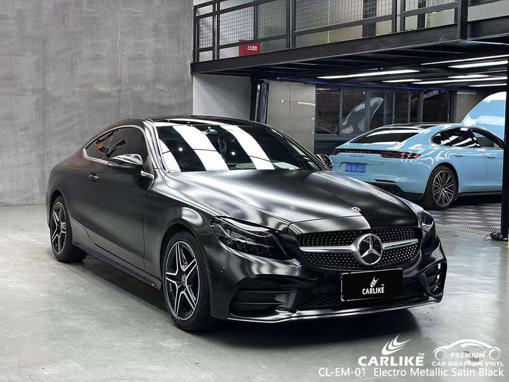 CL-EM-01 Elektro Metallic Satin Schwarz Vinyl Fahrzeug Wrap Lieferant Für MERCEDES-BENZ