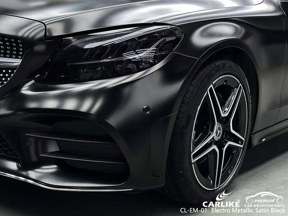 CL-EM-01 غلاف السيارة من الفينيل الأسود المعدني الساتان الكهربائي مورد لـ MERCEDES-BENZ 