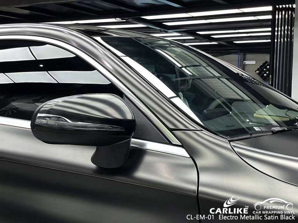 CL-EM-01 غلاف السيارة من الفينيل الأسود المعدني الساتان الكهربائي مورد لـ MERCEDES-BENZ 