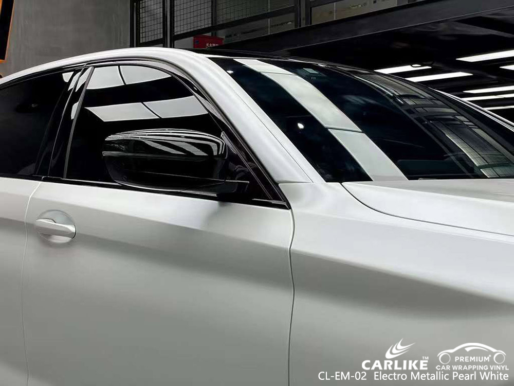 CL-EM-02 Elektro Metalik İnci Beyaz Araba Wrap Vinil Toptan BMW için