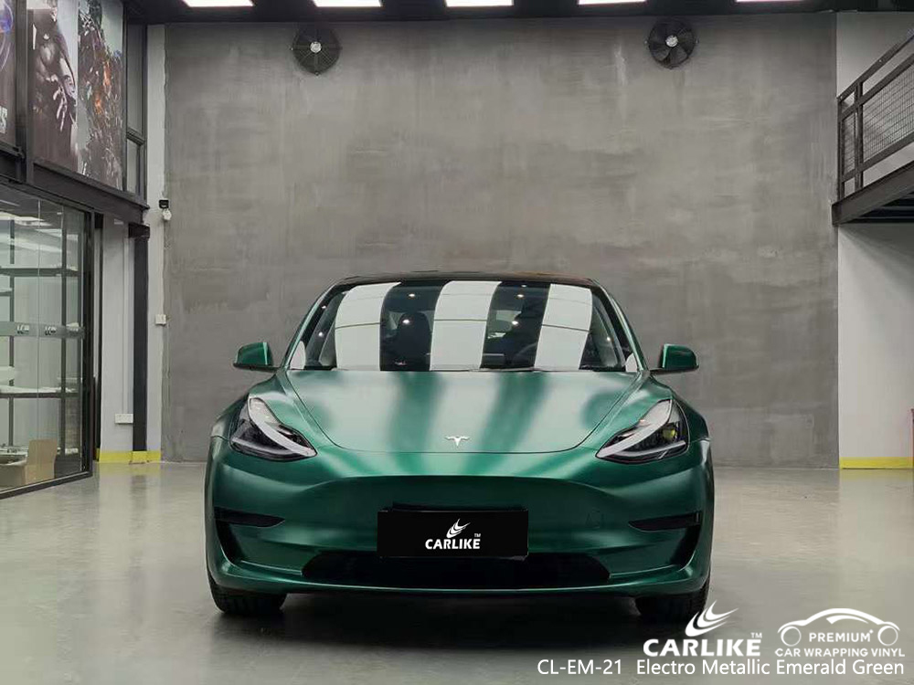 CL-EM-21 Electro Metallic Emerald Green Car Wrap Suppliers لـ TESLA 