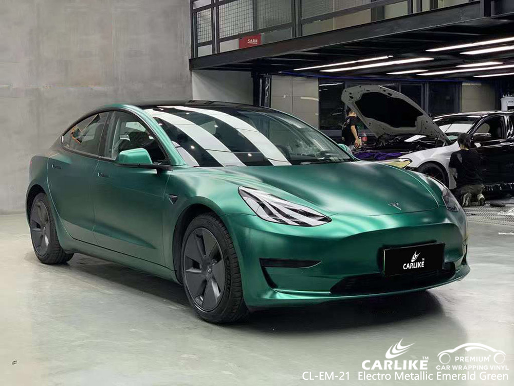 CL-EM-21 Electro Metallic Emerald Green Car Wrap Suppliers لـ TESLA 