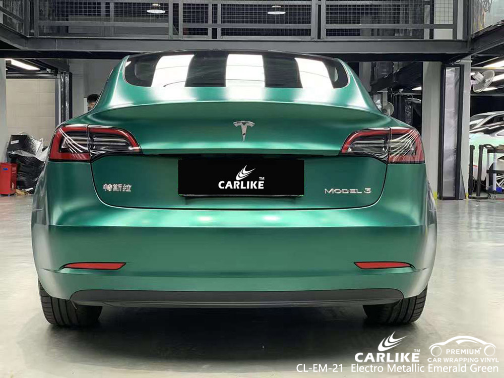 TESLA için CL-EM-21 Elektro Metalik Zümrüt Yeşil Araba Sarma Tedarikçiler