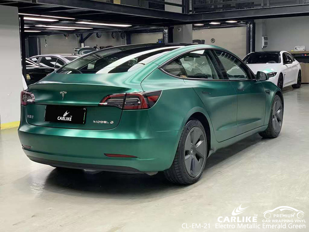 TESLA için CL-EM-21 Elektro Metalik Zümrüt Yeşil Araba Sarma Tedarikçiler