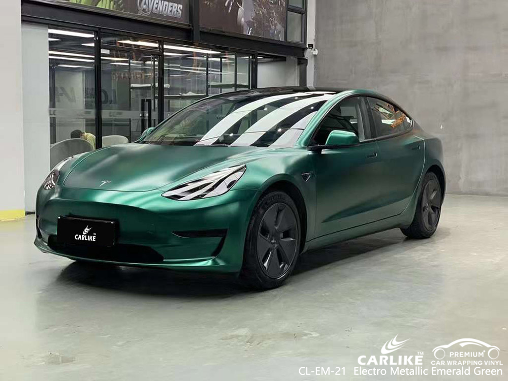 CL-EM-21 Electro Metallic Emerald Green Car Wrap Suppliers لـ TESLA