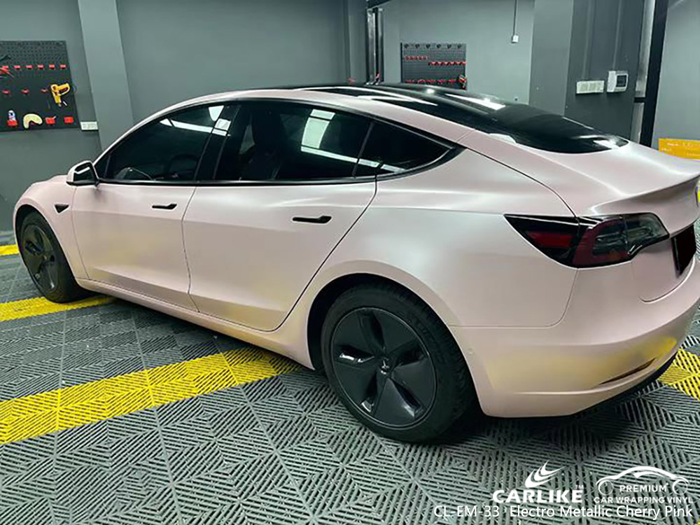 CL-EM-33 Electro Metallic Cherry Pink Vinyl Wrap Hersteller Für TESLA