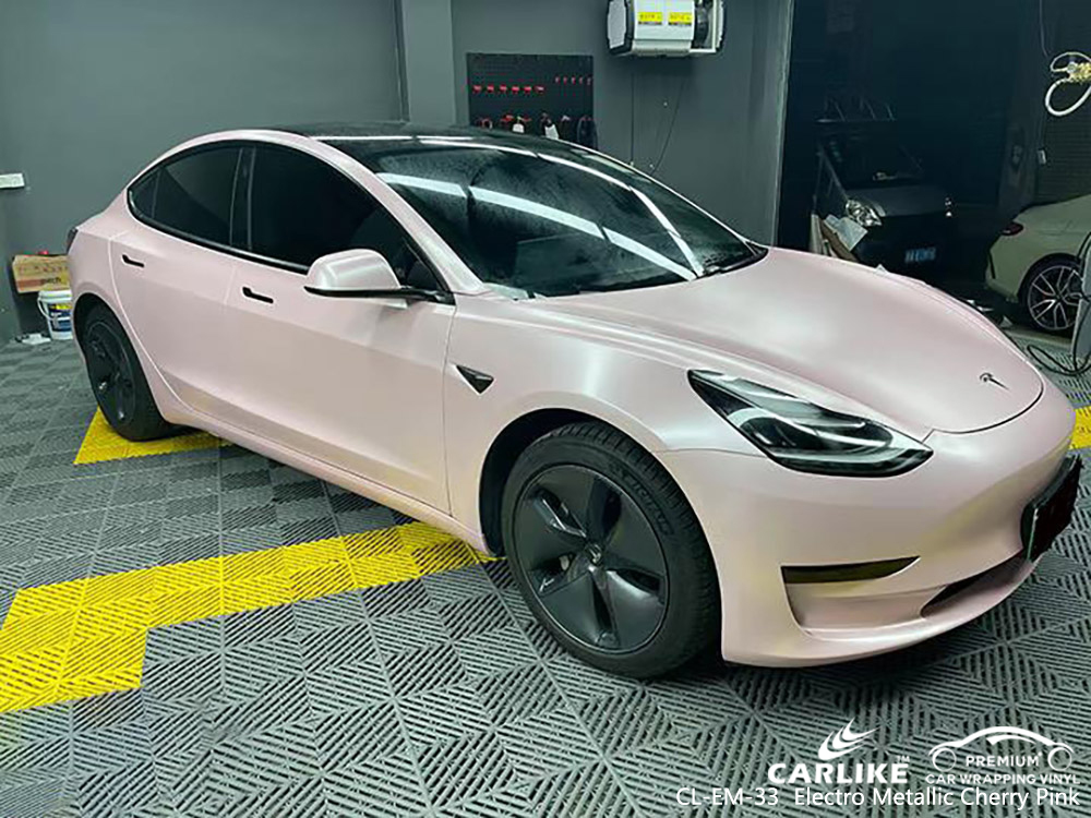 TESLA için CL-EM-33 Elektro Metalik Kiraz Pembe Vinil Wrap Üreticisi