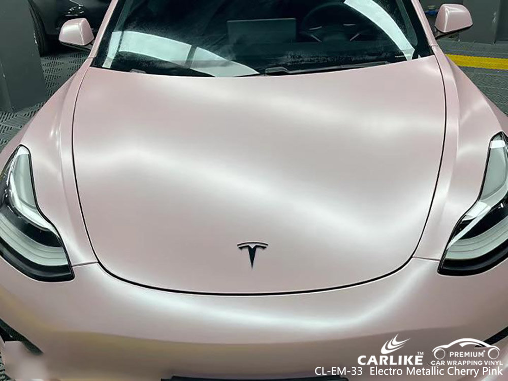 TESLA için CL-EM-33 Elektro Metalik Kiraz Pembe Vinil Wrap Üreticisi