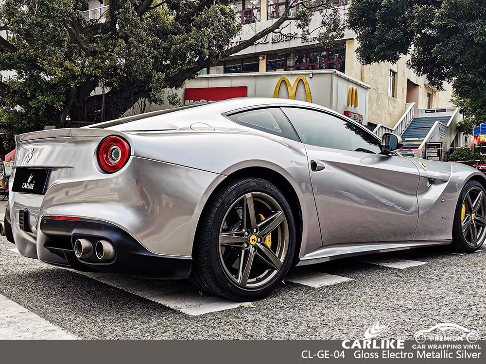 CL-GE-04 Gloss Electro Metallic Silver Car Vinyl Manufacturer For FERRARI