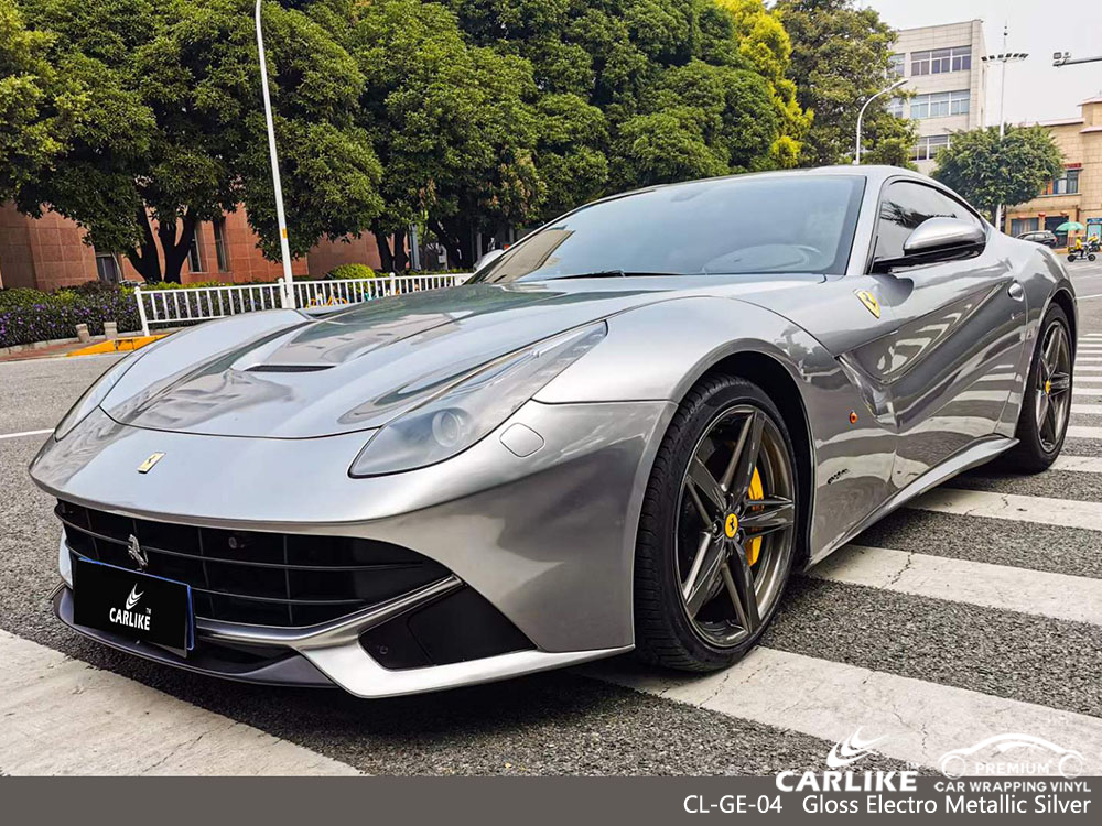 CL-GE-04 Gloss Electro Metallic Silver Car Vinyl Manufacturer For FERRARI