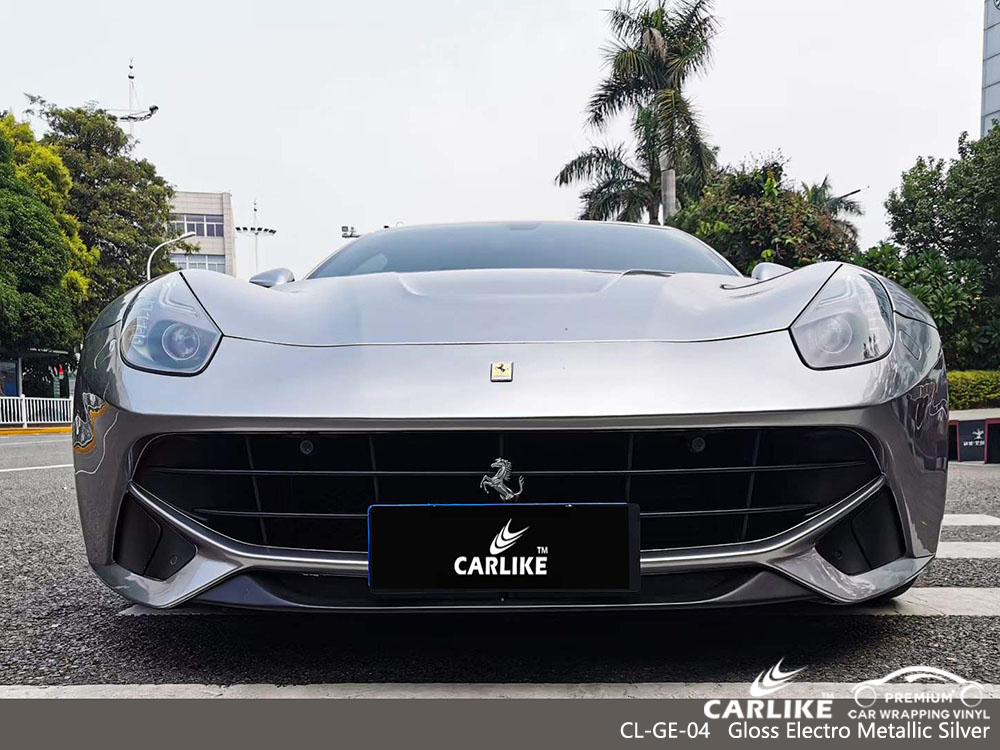 CL-GE-04 Gloss Electro Metallic Silver Car Vinyl Manufacturer For FERRARI