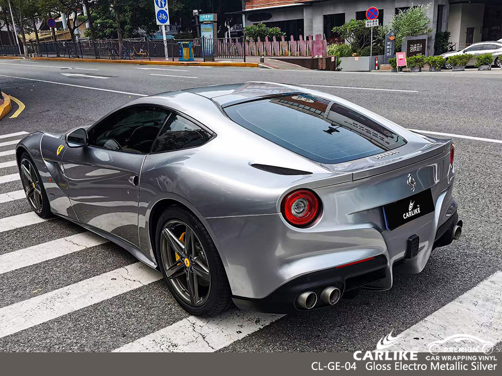 CL-GE-04 Gloss Electro Metallic Silver Car Vinyl Manufacturer For FERRARI
