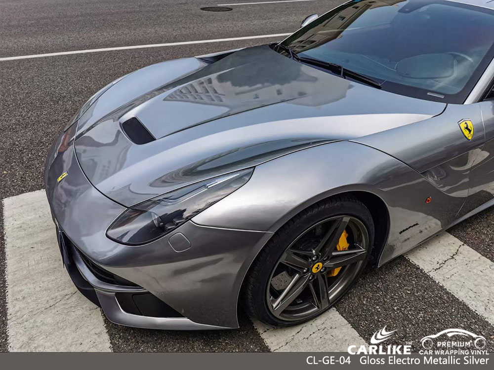 CL-GE-04 Gloss Electro Metallic Silver Car Vinyl Manufacturer For FERRARI