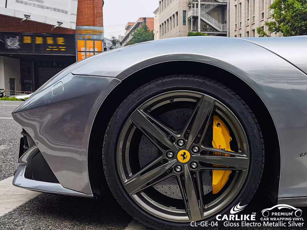 CL-GE-04 Gloss Electro Metallic Silver Car Vinyl Manufacturer For FERRARI