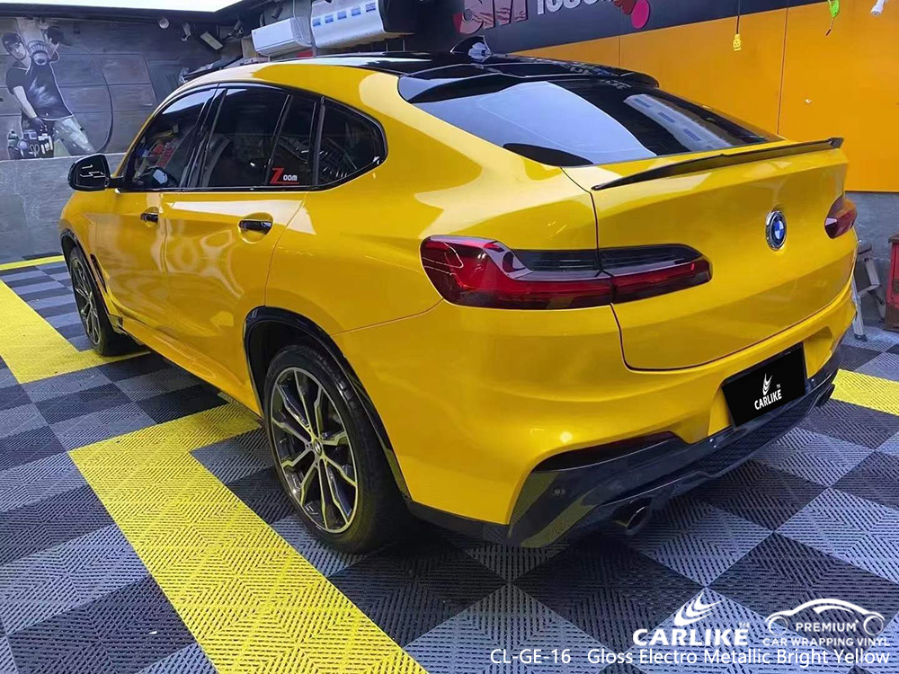 CL-GE-16 فينيل السيارة أصفر لامع كهربائي معدني لامع مورد أغلفة لسيارات BMW 