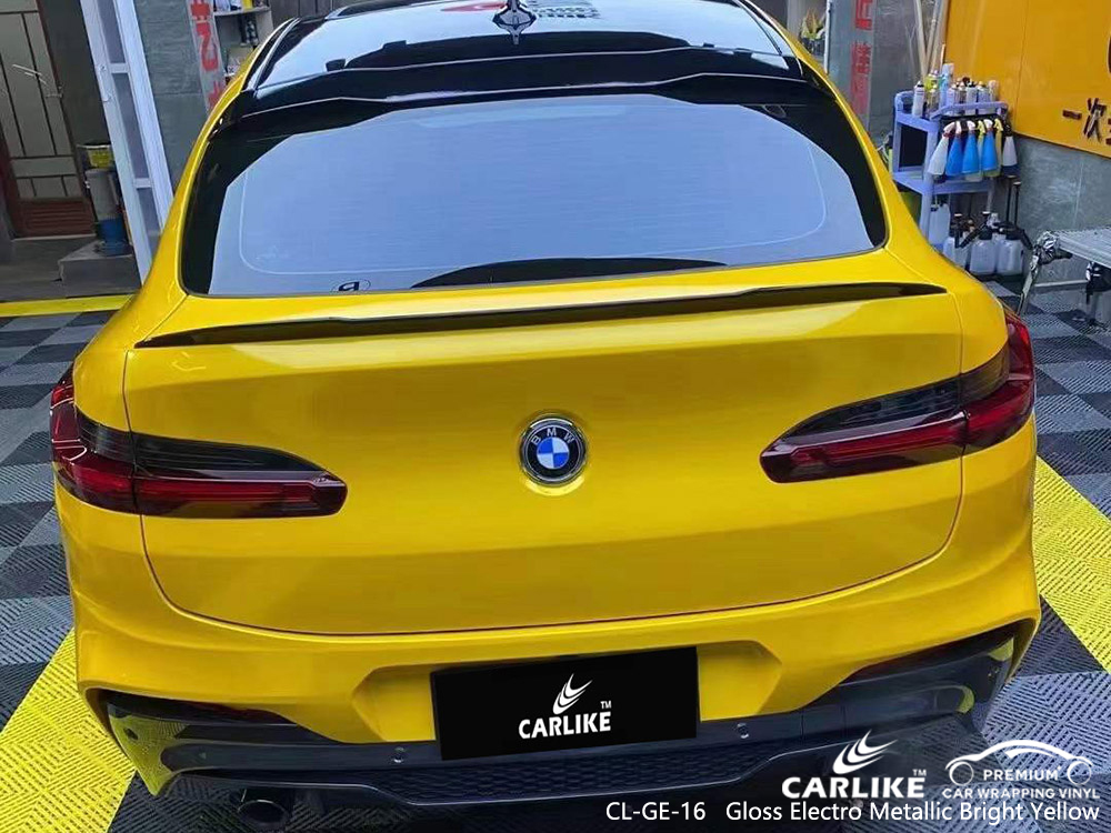 CL-GE-16 Parlak Elektro Metalik Parlak Sarı Araba Vinili BMW için Sarma Tedarikçisi