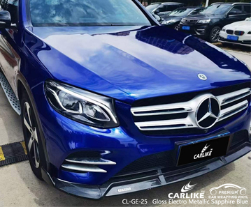 CL-GE-25 Gloss Electro Metallic Sapphire Blue Vinyl Vehicle Wrap Manufacturer For MERCEDES-BENZ