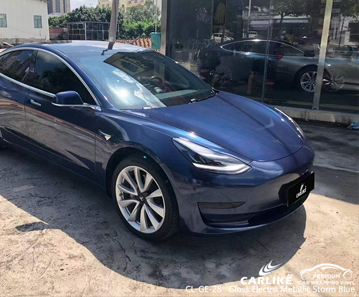 CL-GE-28 Gloss Electro Metallic Storm Blue Vinyl Vehicle Wrap Hersteller für TESLA