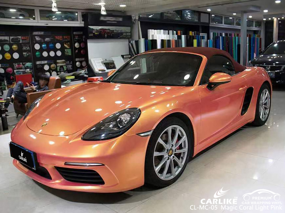 PORSCHE için CL-MC-05 Sihirli Mercan Işık Pembe Vinil Wrap Tedarikçiler