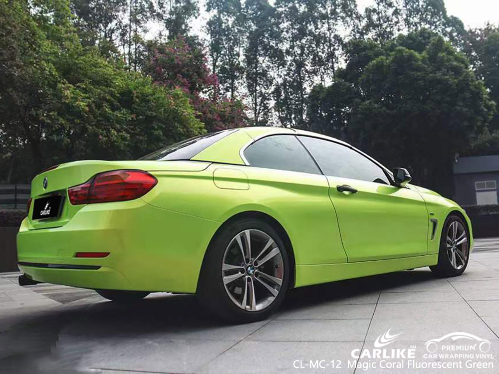 CL-MC-12 ماجيك كورال مواد تغليف السيارة باللون الأخضر الفلوري موردو سيارات BMW 