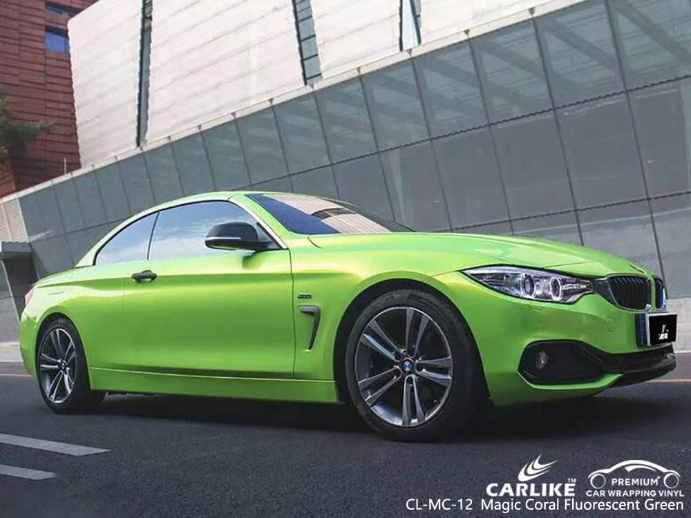 BMW için CL-MC-12 Sihirli Mercan Floresan Yeşil Araba Sarma Malzemesi Tedarikçiler