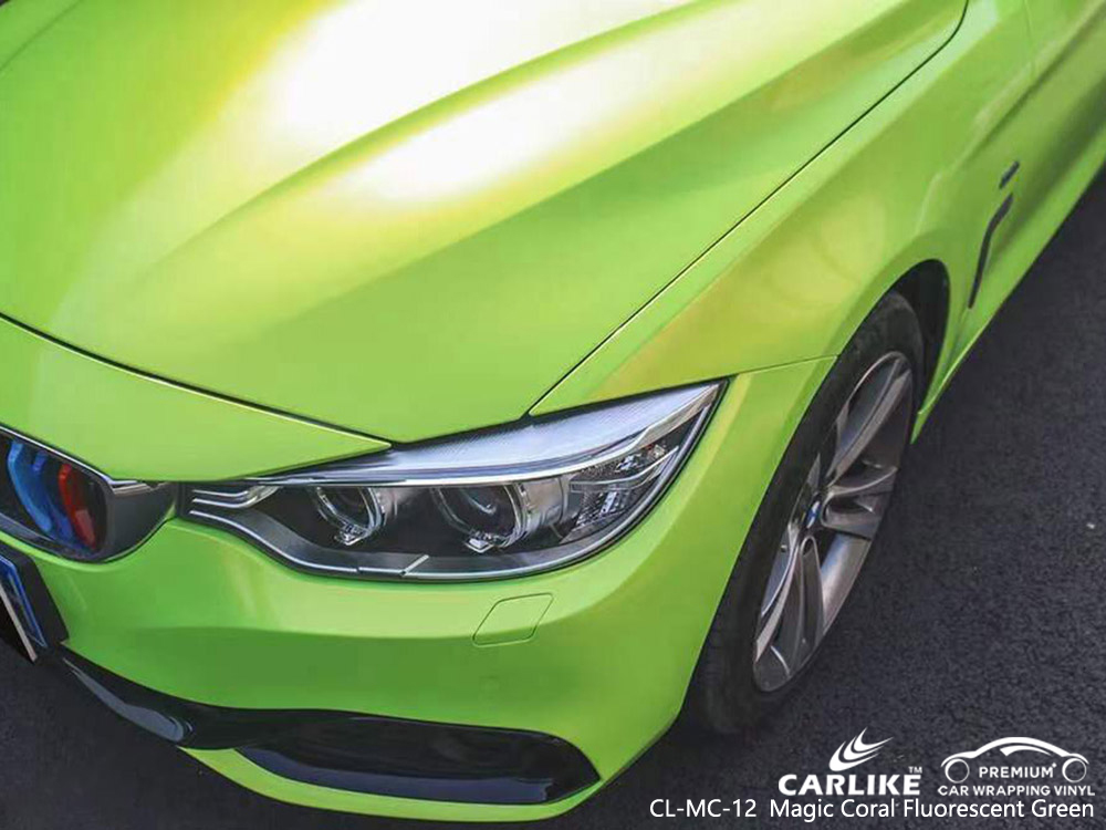CL-MC-12 ماجيك كورال مادة التفاف السيارة الخضراء الفلورية موردو سيارات BMW 