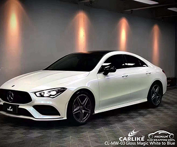 MERCEDES-BENZ için CL-MW-03 Parlak Sihirli Beyaz Mavi Araba Vinil Üreticisi