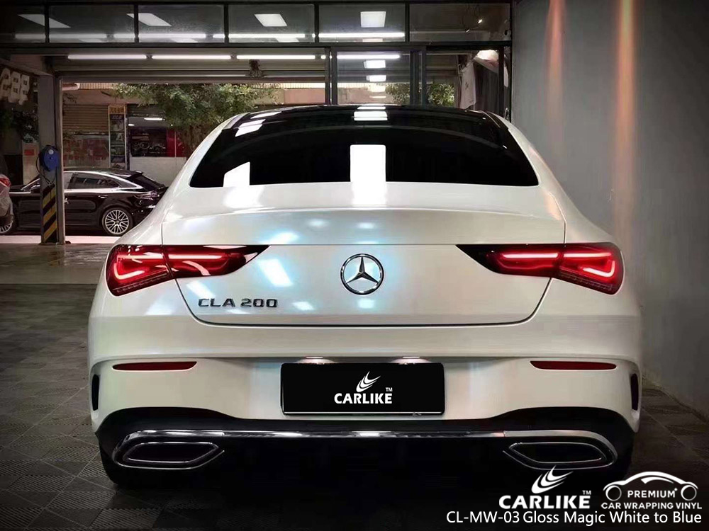 CL-MW-03 Gloss Magic White Blue Car Vinyl Manufacturer For MERCEDES-BENZ