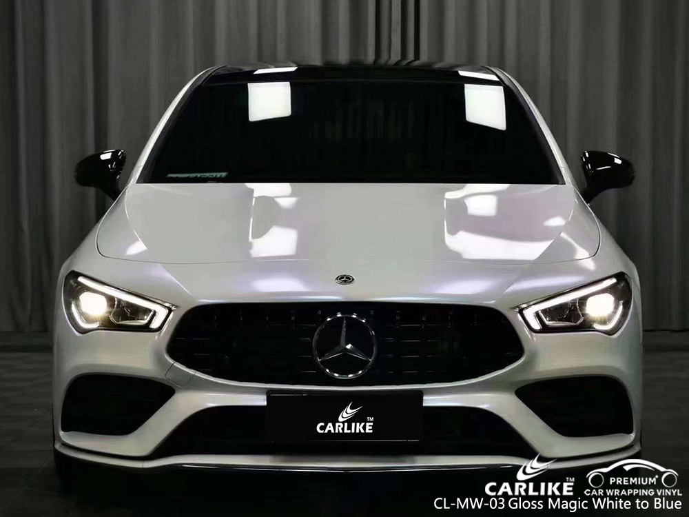 CL-MW-03 Gloss Magic White Blue Car Vinyl Manufacturer For MERCEDES-BENZ