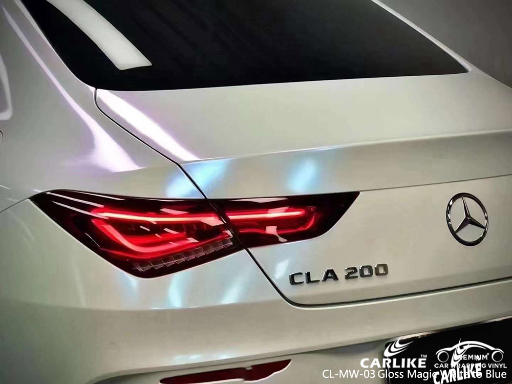 CL-MW-03 Gloss Magic White Blue Car Vinyl Manufacturer For MERCEDES-BENZ