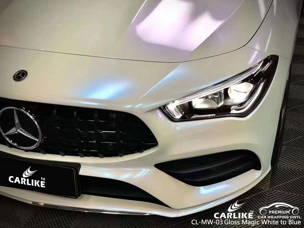 CL-MW-03 Gloss Magic White Blue Car Vinyl Manufacturer For MERCEDES-BENZ