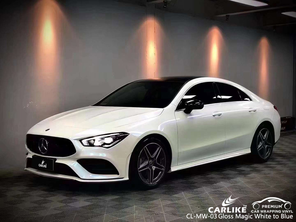 CL-MW-03 Gloss Magic White Blue Car Vinyl Manufacturer For MERCEDES-BENZ