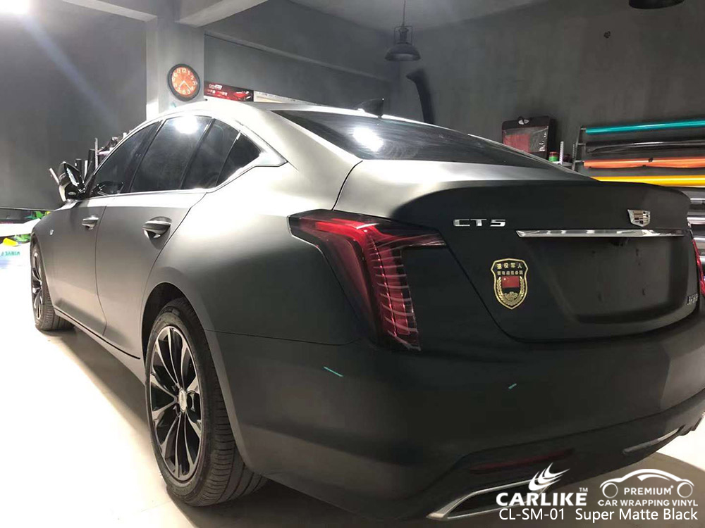 CL-SM-01 سوبر ماتي الأسود الفينيل التفاف السيارة المورد لـ CADILLAC 