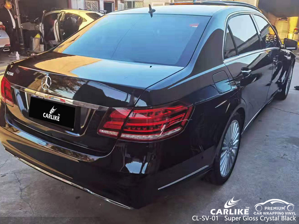 CL-SV-01 MERCEDES-BENZ için Süper Parlak Kristal Siyah Araba Wrap Vinil Üreticisi