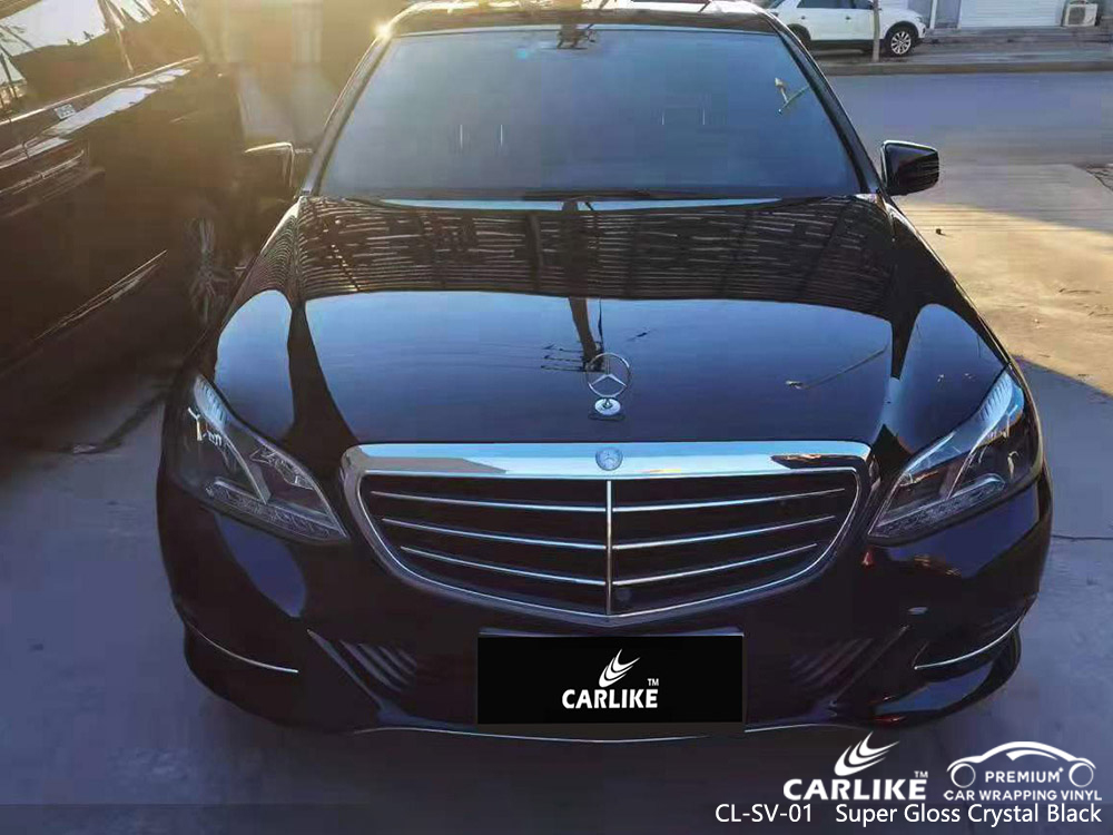 CL-SV-01 MERCEDES-BENZ için Süper Parlak Kristal Siyah Araba Wrap Vinil Üreticisi