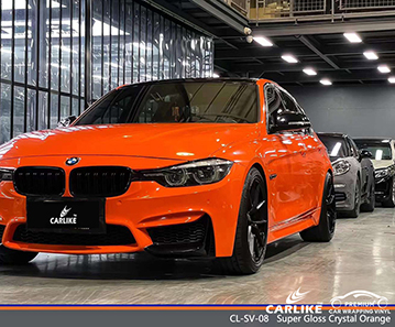 CL-SV-08 Super Gloss Crystal Orange Vinyl Wrap Fabricante para BMW