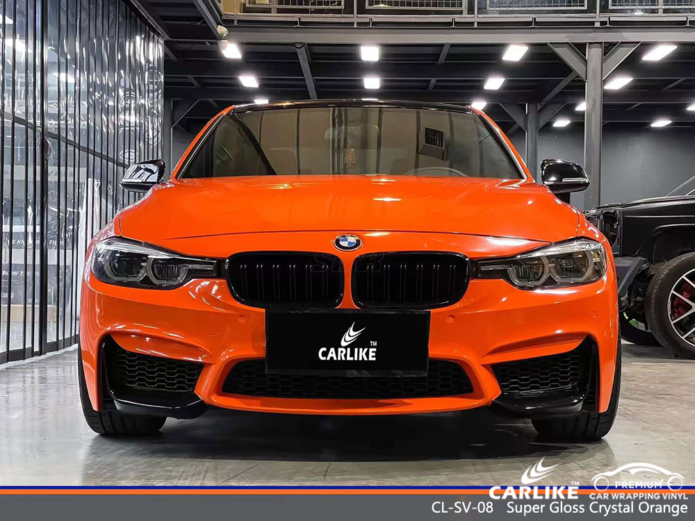 CL-SV-08 Super Gloss Crystal Orange Vinyl Wrap Manufacturer لسيارات BMW 