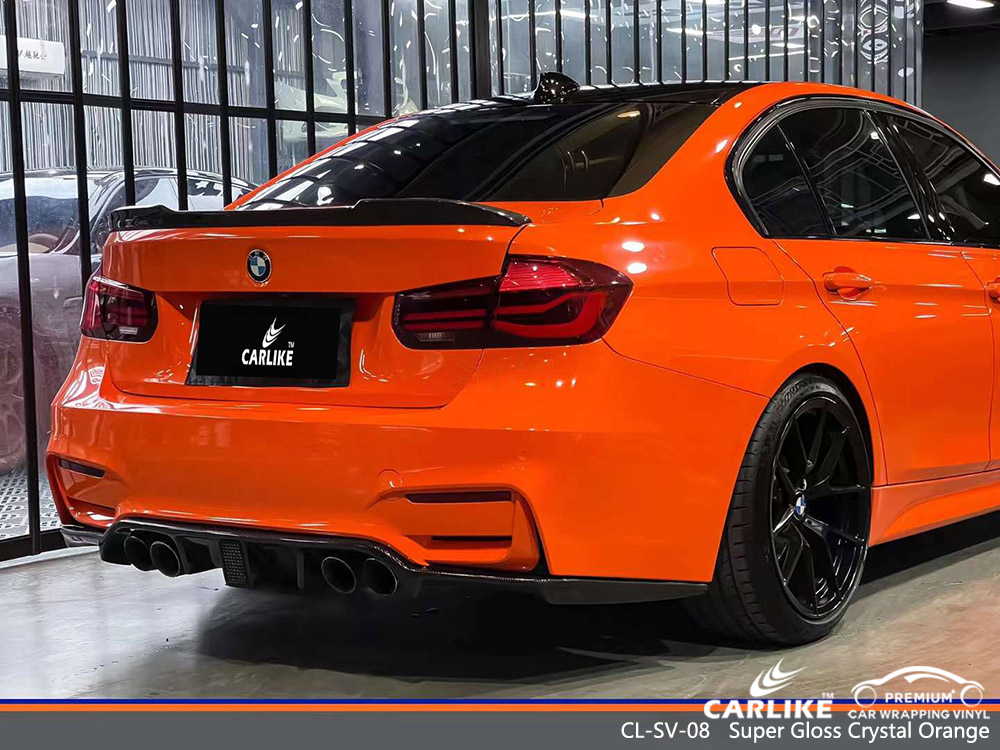 CL-SV-08 Super Gloss Crystal Orange Vinyl Wrap Produttore per BMW