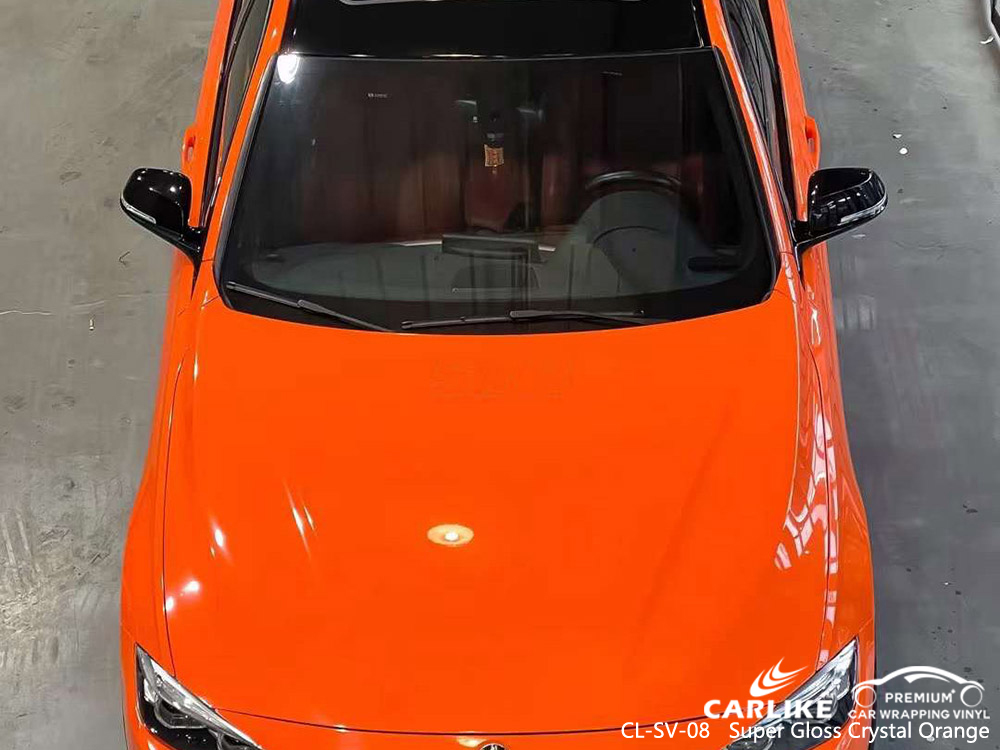 CL-SV-08 Super Gloss Crystal Orange Vinyl Wrap Manufacturer For BMW