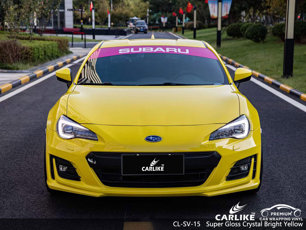 CL-SV-15 Super Gloss Crystal Bright Yellow Car Wrap Vinyl Großhandel Für SUBARU