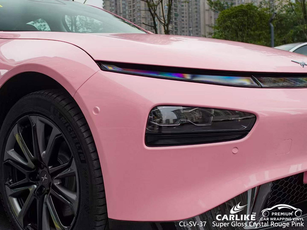 CL-SV-37 Super Gloss Crystal Rouge Pink Vehicle Wrap Supplies Per XPENG