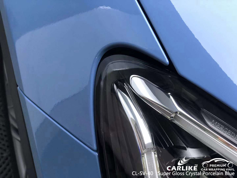 CL-SV-40 Super Gloss China Blue Car Wrap Vinyl Wholesale For MERCEDES-BENZ