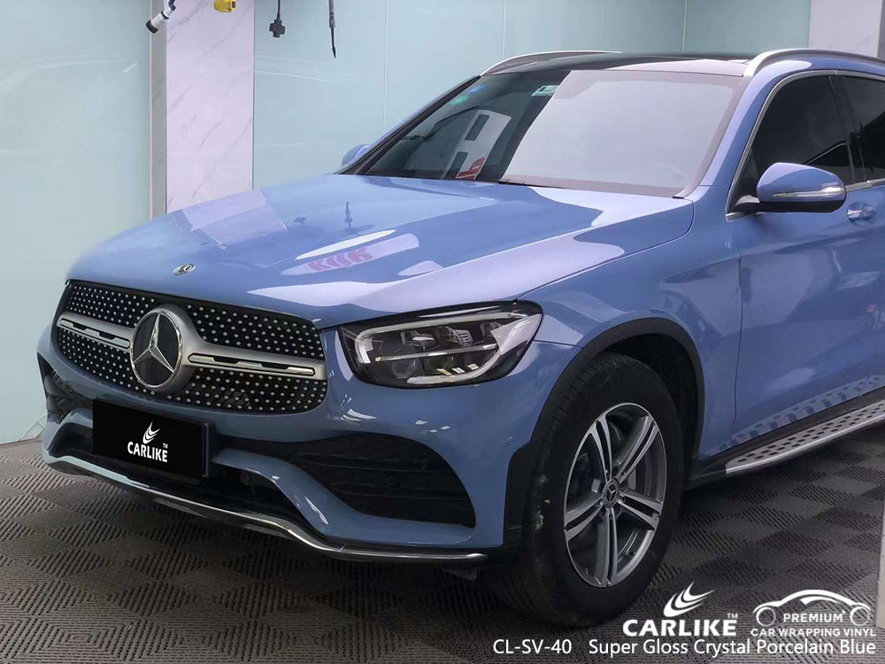 CL-SV-40 Super Gloss China Blue Car Wrap Vinyl Wholesale For MERCEDES-BENZ
