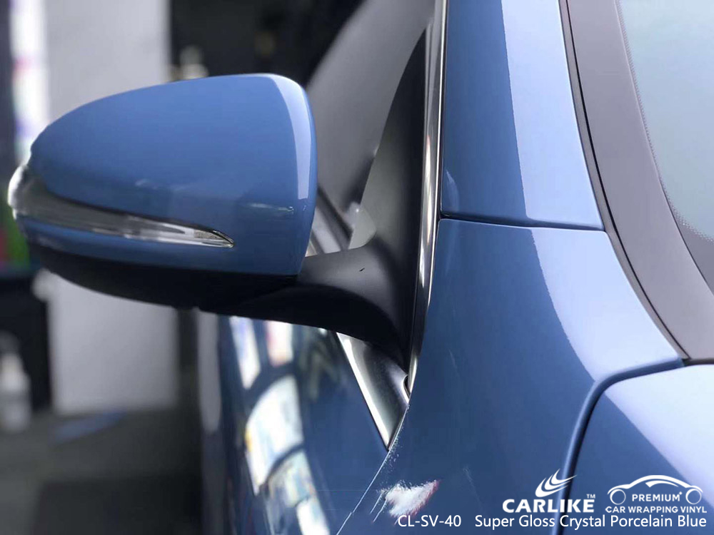 CL-SV-40 Super Gloss China Blue Car Wrap Vinyl Wholesale For MERCEDES-BENZ